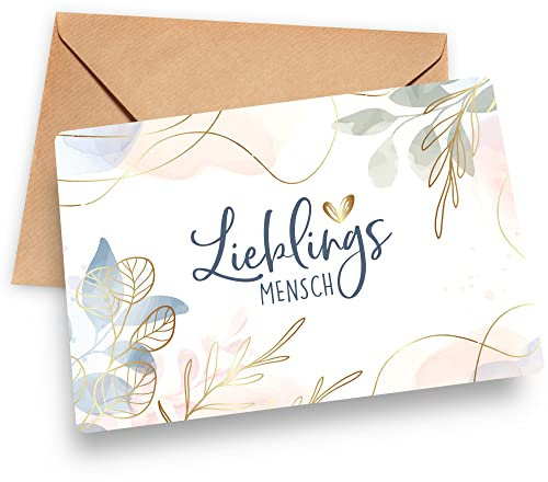 papydoo Lieblingsmensch Grußkarte, Geburtstagskarte mit stilvoller Goldprägung (Lieblingsmensch)