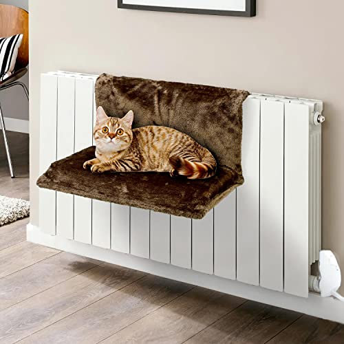 Vinsani® Soft Luxurious Pet Radiator Bed for Cat Kitten Puppy Dogs with Soft Machine Washable Fleece Lined Cover Warm Cosy Hammock Style Radiator Bed - Coffee