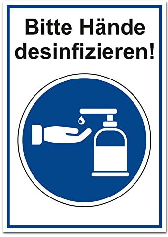 Maskenpflicht Aufkleber Sticker Zutritt nur mit Maske Markierung Hinweis Hinweisschild für Handel Einzelhandel Behörden Folie selbstklebend R175 (Hände desinfizieren)