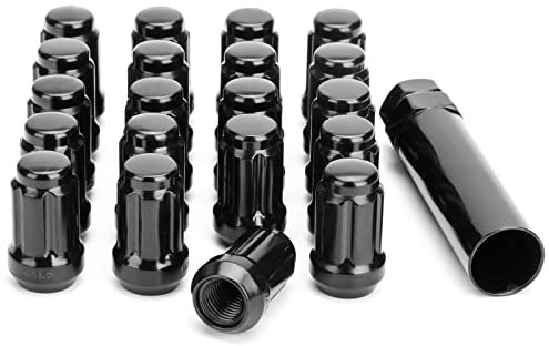 glorider M12x1.25 Lug Nuts Spline, 20pcs 12 x 1.25 Lug Nuts Tuner Conical with Socket Key for Nissan Maxima Altima Sentra Rogue 350z Subaru Outback Forester Infiniti G35 G37 Aftermarket Wheel Black