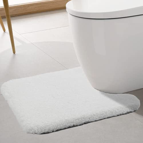 ROLIZOE Tapis Contour WC Extra Epais Tapis de Toilette WC Antidérapant Tapis WC Absorbant Tapis Salle de Bain Super Doux en Microfibre Lavable en Machine 50 x 60cm, Blanc