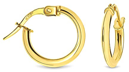 Miore Schmuck für Frauen, Ohrringe, Creolen, rund, klassisch, aus 14 Karat Gelbgold / 585 Gold, Goldfarben