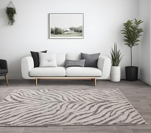 Nova NV27 Teppich, traditionelles Zebramuster, 160 x 230 cm, Schwarz / Grau