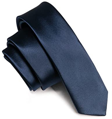 JEMYGINS Krawatte Herren Schmale 5CM Satin Dunkelzyan in Seide Hochzeit Schlips