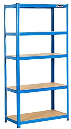 Rhino Racking - 5 Tier Heavy-Duty Industrial Storage Shelves - Blue - 180x90x45cm
