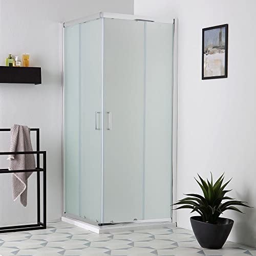 Box doccia 80x80 cm con cristallo satinato, profili alluminio e apertura angolare | Giada
