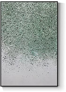 SLEA Handgemalte Acrylbilder,Abstrakte Grüne Dicke Textur Handgemalte Ölgemälde Original Moderne Kunstwerke Leinwand Wandkunst Messer Wandbild Für Wohnzimmer Büro Wohnkultur,70X90Cm(28X36Inch) Framel