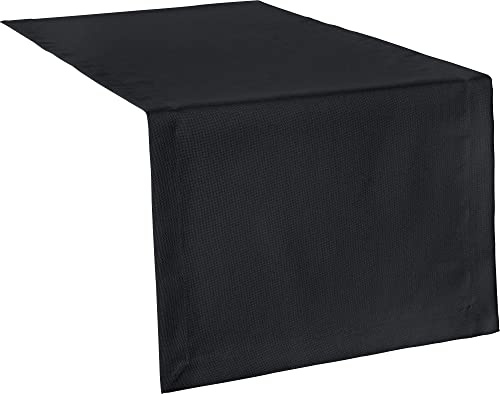 Erwin Müller Tischwäsche, Tischläufer Uni, Madrid schwarz Größe 50x150 cm - angenehme, weich fließende Qualität, mit hochwirksamer Fleckschutzausrüstung, bügelleicht
