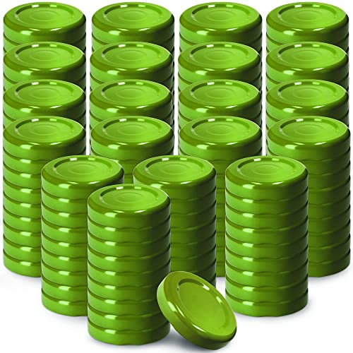 KADAX Schraubdeckel fi43 mm, Twist-Off-Deckel Set aus Metall, passend für 40ml Gläser, Ersatzdeckel mit 4 Einrastzähnen, Deckel für Sturzgläser, Flaschen und Einmachgläser (200 Stück, Grün)