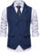 Gilet da uomo in tweed a spina di pesce, scollo a V, casual, per occasioni formali e informali, Blu scuro, XL