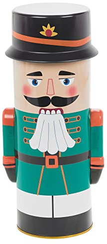 URBN-CHEF Green Metal Christmas Nutcracker Soldier Themed Biscuit Cookie Tin Jar Tea Coffee Pasta Pastries