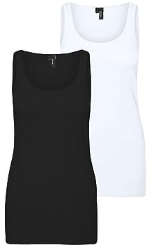VERO MODA Womens Long Tank 2 Pack Top Black 12