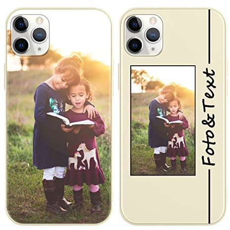 Yoedge Personalisierte Handyhülle für Apple iPhone 11 Pro MAX Hülle Personalisiert 6,5 Selbst Gestalten mit Eigenem Foto Bild Text Individuelle Schutzhülle Cremeweiß Cover für iPhone 11 Pro MAX Case
