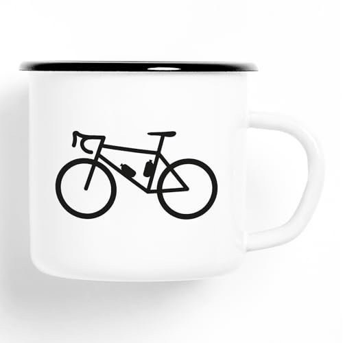 Huuraa Emaille Tasse Bike Fahrrad Geschenk 300ml Vintage Bike Geschenkidee