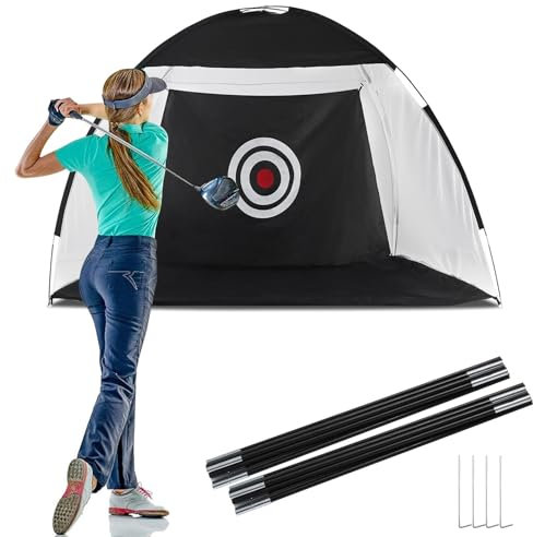 TUKAILAI Golf Practice Net with Carry Bag 10FT Foldable Hitting Mat for Backyard Driving Golf Hitting Nets for Kids Men Women Indoor Outdoor Garden