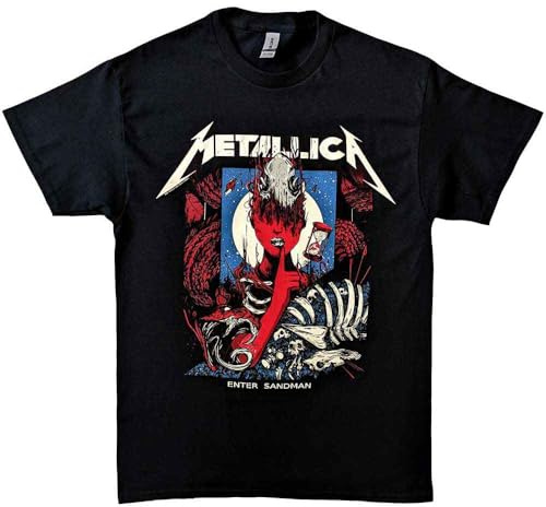Metallica T Shirt Enter Sandman Poster Band Logo Nue offiziell Unisex Schwarz