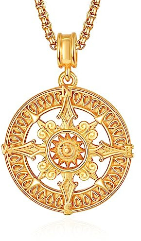 ADMETUS Gold Kompass Halskette Sterling Silber Kompass des Lebens Reise Anhänger Inspiration Graduation Geschenk Gold Kompass Schmuck Geschenke für Herren Jungen