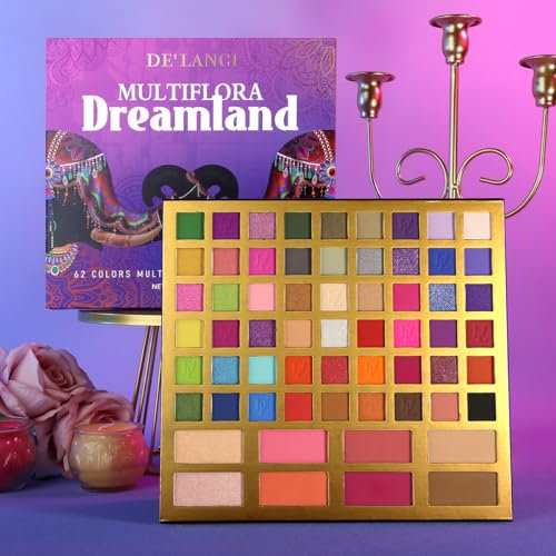 DE'LANC IBunt Lidschatten Matt,Elephant professionelle Lidschatten,54 Lidschatten-Palette+4 Rouge+2 Highlighter+2 Kontur-Palette,Multichrome Lidschatten Ideal für Anfänger im Make-up