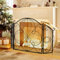 GOPLUS Pare Feu Cheminée Pliable 3 Panneaux en Fer, Écran de Cheminée Pare-Étincelles Pliable pour Décoration de Salon, Grille de Protection pour Cheminée Autoportante (Couronne, 151x83CM)