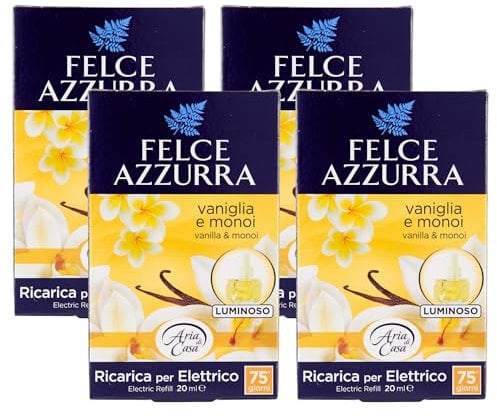 Felce Azzurra - Aria Di Casa, Ricarica Per Diffusore Elettrico, VANIGLIA e MONOI 20ml (4 Unità)