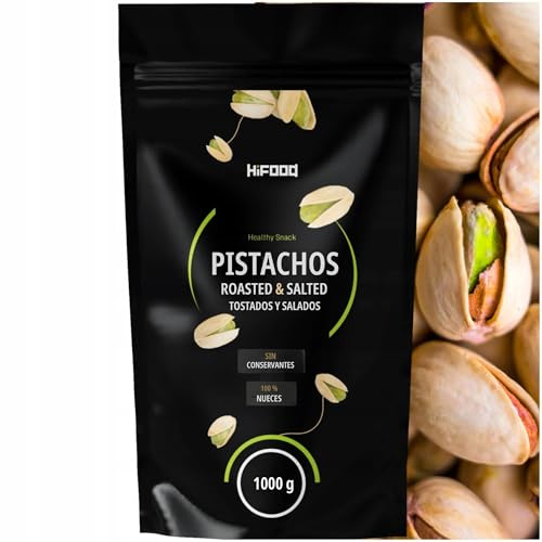 HiFOOD Pistacchi tostati e salati, non sgusciati 1 kg, grande formato, croccanti, ideali per aperitivo e snack, senza additivi, gusto autentico