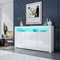 Generic Sideboard Schrank Modern Wohnzimmer Anrichte Möbel 3 Türen Hochglanz TV Lowboard mit LED Licht 152x35x97cm - Weiß