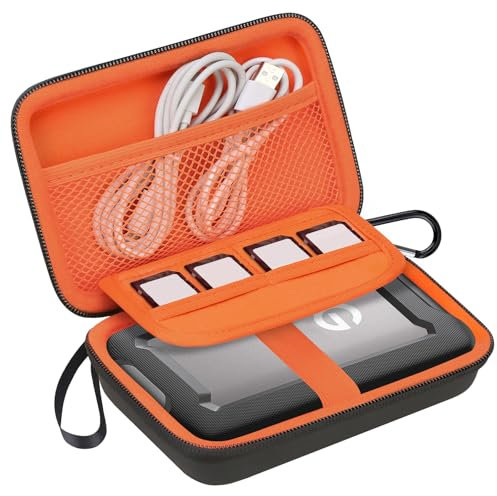 Lacdo Hard Drive Carrying Case for SanDisk Professional G-Drive ArmorATD – Rugged Portable External Hard Drive HDD USB-C USB 3.2 Gen 1 - SDPH81G 1TB 2TB 4TB 5TB Shockproof Protective Travel Bag,Orange