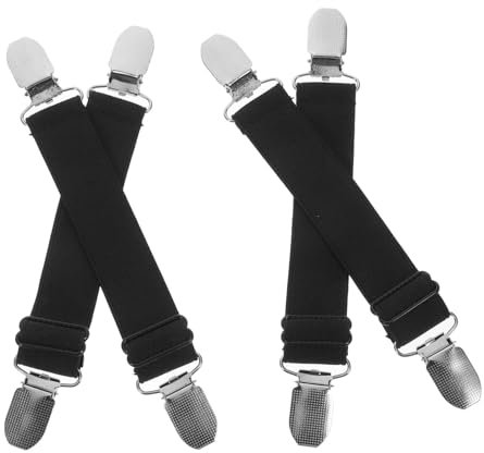 qiqiaollo 4 Stück elastische Bein-Clips, Stiefel, Matratzen-Befestigungsgurt-Clips, Hosenbeine, Halter, Befestigungselemente, Stiefel, Steigbügel 1193 (Farbe: Schwarz, Größe: 20,00 x 2,50 x 0,20 cm)