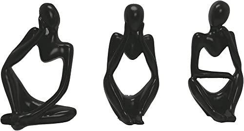 3PCS Denker Skulptur Deko Modern Wohnzimmer, Skulpture Dekoration Wohnzimmer, Statue bücherregal Deko für Regal, Tisch Deko Büro Dekoration Wohnung Modern Sculpture, Figuren Deko Industrial (Schwarz)