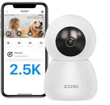 ZOSI 4MP WLAN Überwachungskamera Innen, 2,4/5GHz WiFi Kamera mit 360° Pan & Tilt, Personen-/Tiererkennung, Bewegungsverfolgung, 2-Wege-Audio, C516