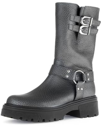 Gabor Damen Biker Boots, Frauen Stiefeletten,Stiefel,Bootee,Booties,halbstiefel,Kurzstiefel,uebergangsschuhe,antiksilber(altsil,38.5 EU / 5.5 UK