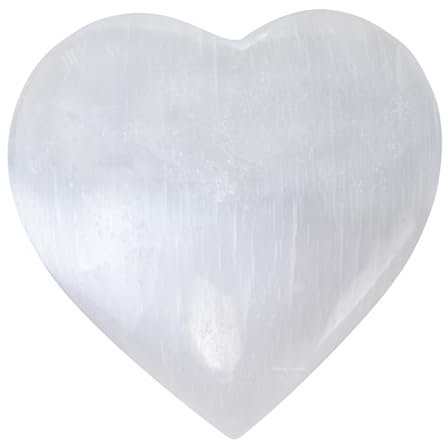 Erliway Natürlicher Selenit-Handschmeichler in Herzform, 3,9 cm, großer Selenit-Quarzkristall, Handschmeichler, heilender Massage-Handschmeichler für Schutz Reiki spirituelle Heilung Heimdekora
