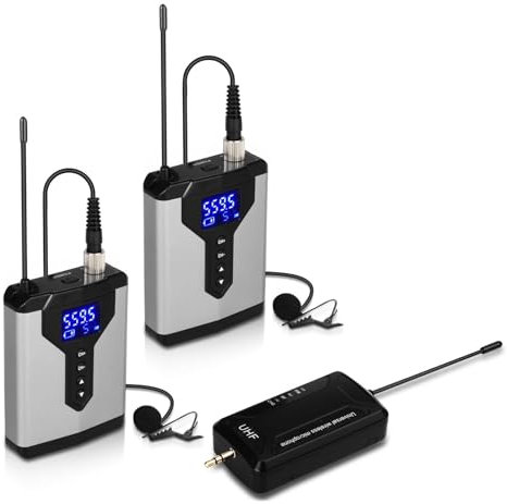 WESLNN Microfonico Lavalier Wireless Da Bavero Mini Microfono Da Indossare Con La Testa Con Trasmettitore For Reporter Insegnante(Q7)