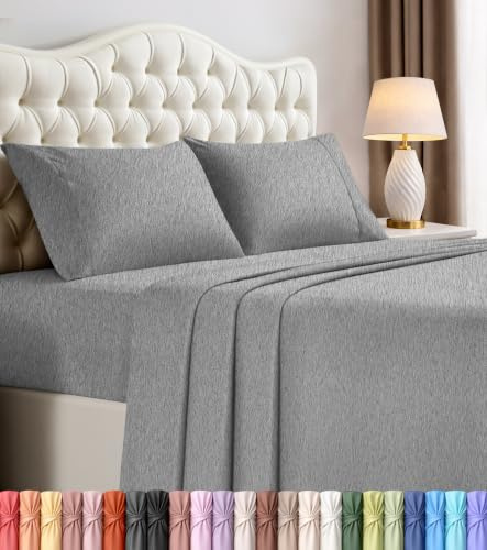 Utopia Bedding Queen Bed Sheets Set - 4 Piece Bedding - Brushed Microfiber - Shrinkage and Fade Resistant - Easy Care (Queen, Heather Grey)