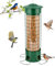 Diealles Shine Vogelfutterspender, 42 cm Futtersäule Vögel mit 4 Anflugplätzen, Eichhörnchensicher, 2,2 L Metall Transparent Vogelfuttersäule, Ganzjährige Futtersilo für Vögel Zum Aufhängen