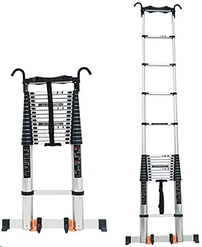 Escalera telescópica multiusos de 8 m con gancho desmontable, de aluminio, para limpieza de ventanas de techo