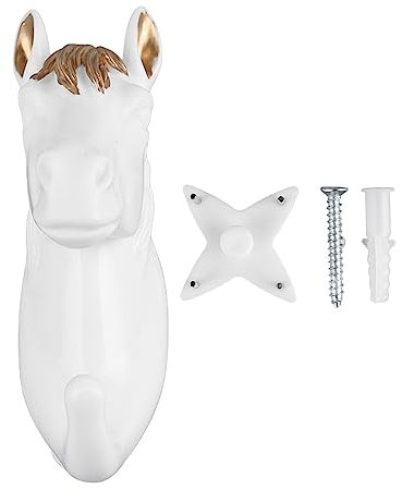 HUONIU Harz-Tierhaken, dekorativer Jacken- und Handtuchhalter mit goldenem Pferdemuster (Bemaltes goldenes Pferd)