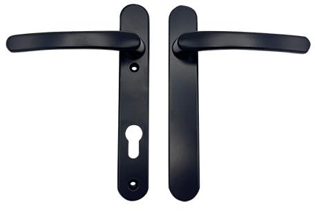 TSS UPVC Door Handles Set with Blank External (Dummy) - Lever/Lever - 92mm PZ (Centres) - 122mm Screw to Screw - Backplate 211mm X 34mm Replacement Dummy UPVC Door Handles (Black)