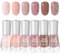 Nude Nail Polish Set - Brown Pink Nail Varnish Set - 6Pcs Fresh Spring Macaron Color Polish - Quick Dry Nail Varnish Gift Set DIY Long Lasting Nail Art Home