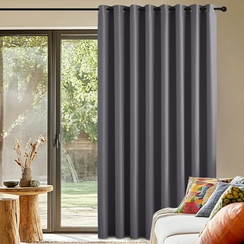 PONY DANCE Cortinas 3 Metros Termicas Aislantes Frio y Calor para Salon Dormtiorio Matrimonio Cortinas Opacas Curtains Blackout for Living Room con Ojales 1 Pieza,300x225cm,Gris