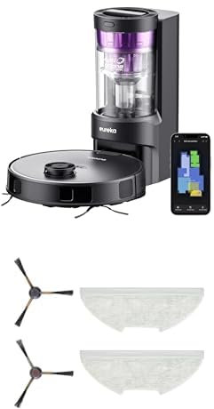 EUREKA Bundle of NERE10s Robot Aspirapolvere Lavapavimenti con Stazione, 4000Pa, Kit di Accessori per Robot Aspirapolvere e Lavapavimenti E10s: 2 Spazzole Laterali 2 x Mop