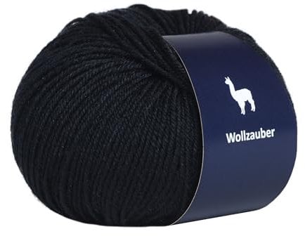 Alpaka Wolle - 50 g Hochwertige Wolle zum Stricken & Häckeln-Weich & Langlebig Ideal für Socken, Schals, Pullovers & mehr- Angenehm auf der Haut Perfect für Kreative Handarbeiten. (Schwarz)
