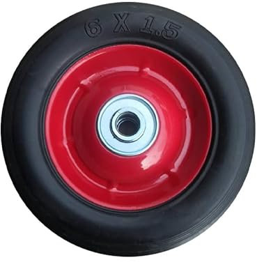 Roue de brouette 6 x 1,5 - Caoutchouc plein - Roue très résistante, anti-crevaison et silencieuse - Convient pour brouette, chariot de jardin, mobile, pneus de rechange universels résistants à l'usure