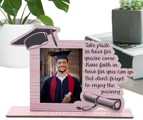 Cornice Porta Foto per Laurea - Portafoto in Legno Classe 2025 con Angolo Regolabile | Angolo Regolabile e Complemento d'Arredo Decorativo per Libreria Soggiorno Camera da Letto