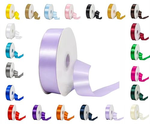 25 Metres Rolls Double Sided Satin Ribbon Reels in Range of Widths & Colours (Lilac, 6mm x 25 Metres)