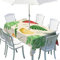 FUNCITTE Rechteckige Tischdecke mit Sonnenschirmloch, wasserdichte Tischdecke für den Außenbereich, Garten, Terrasse, mit Reißverschluss, für Grillparty, Tischdecke (Grün)
