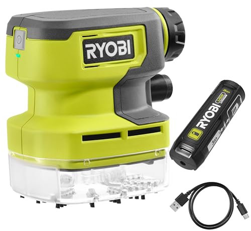 RYOBI - Aspirateur Compact 4V USB Lithium - 142 L/Min - pour Les Petits travaux de Nettoyage à la Maison, dans la Voiture ou dans l’Atelier - livrée avec 1 Batterie 3,0 Ah son câble USB-C
