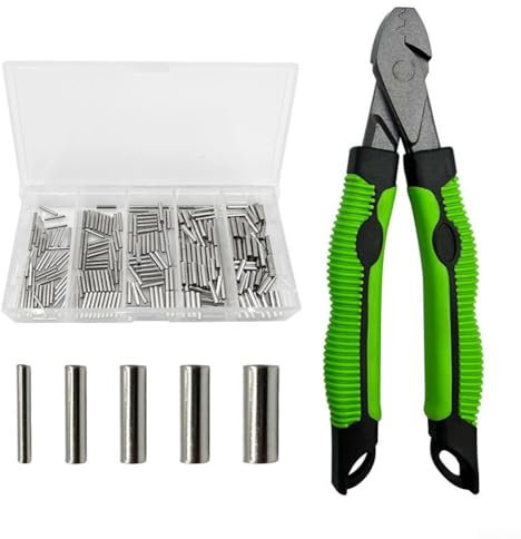 Zum Angeln Crimpzange inklusive 250 Kupferrohrhülsen, tragbar und einfach zu handhaben Design (Einloch-Kupferrohr)