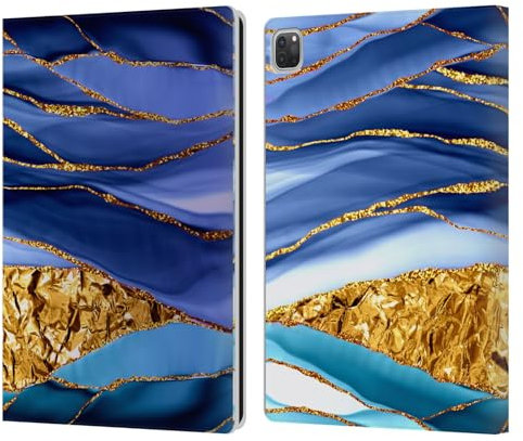 Head Case Designs sous Licence Officielle UtArt Mers d'or Marbre de Nuit Sombre Étui Portefeuille en Cuir Compatible avec Apple iPad Pro 12.9 2020/2021/2022