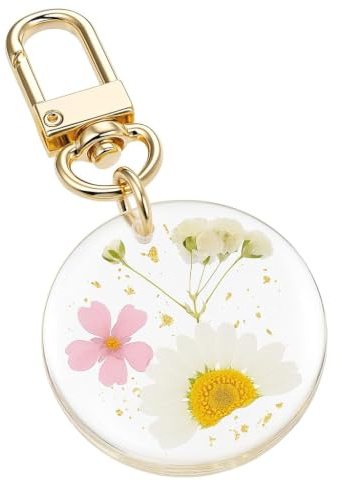 Porte-Clés Fleur Pressée, Porte-Clé Floral de Sac pour Femmes | Cadeaux de Porte-Clé Mignon avec Fleur Rose et Marguerite pour Étudiants Amis Filles Famille
